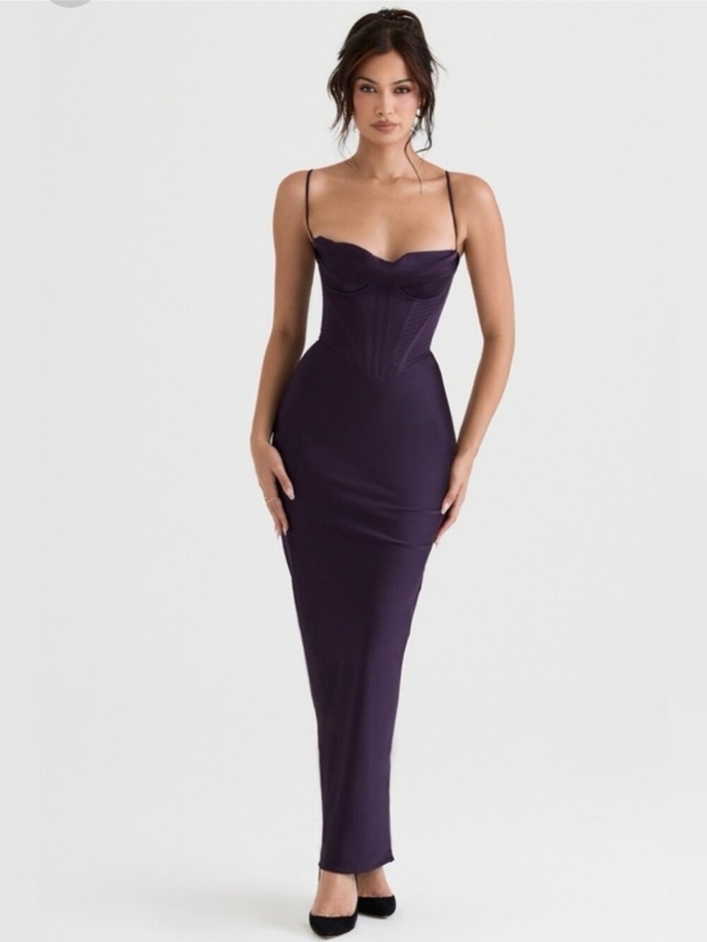 House Of CB Charmaine Purple Bodycon Corset Maxi Dress